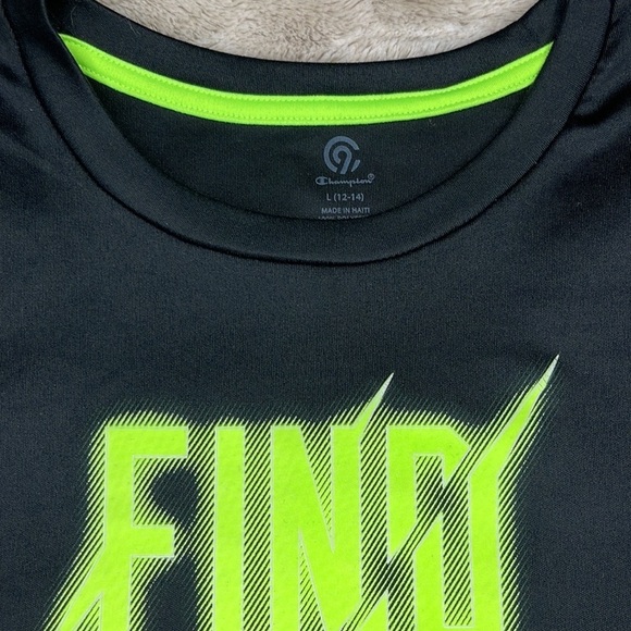 Champion Black Green Glow Tee Size L 12-14 - Picture 5 of 7